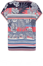 Navy & Coral Floral Top