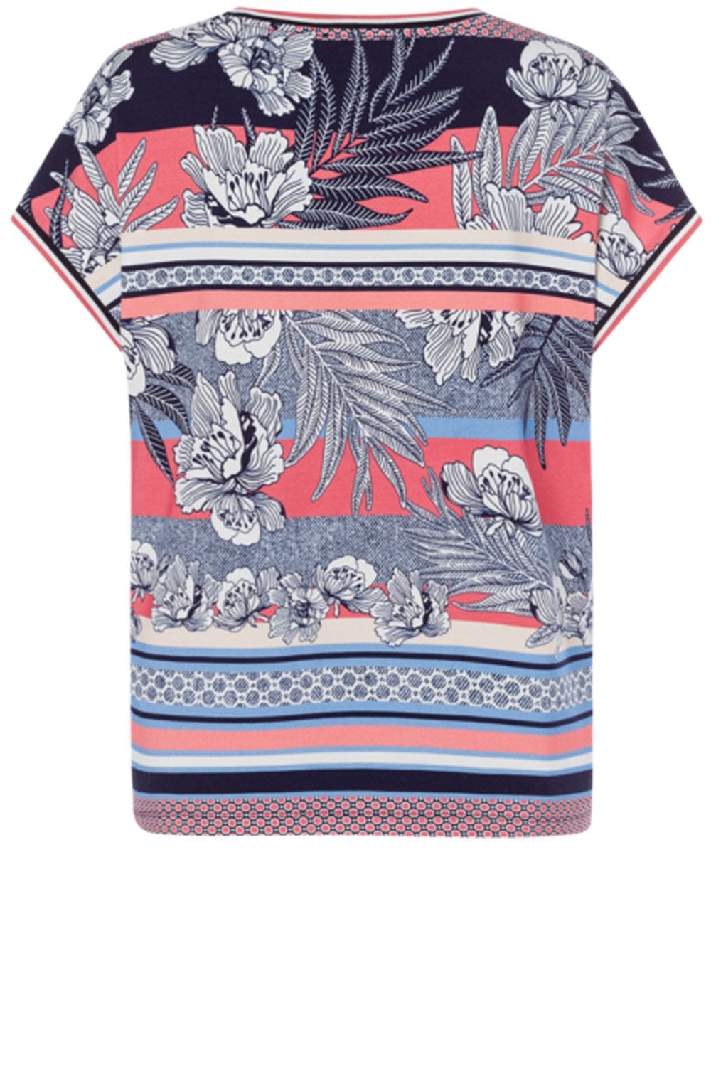 Navy & Coral Floral Top