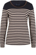 Navy & Cream Striped Top