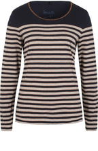 Navy & Cream Striped Top