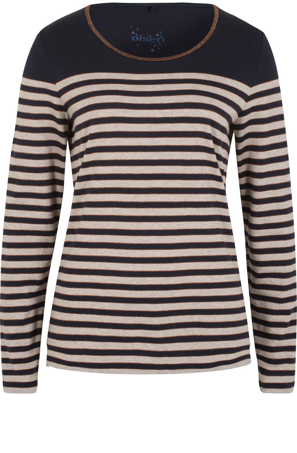 Navy & Cream Striped Top