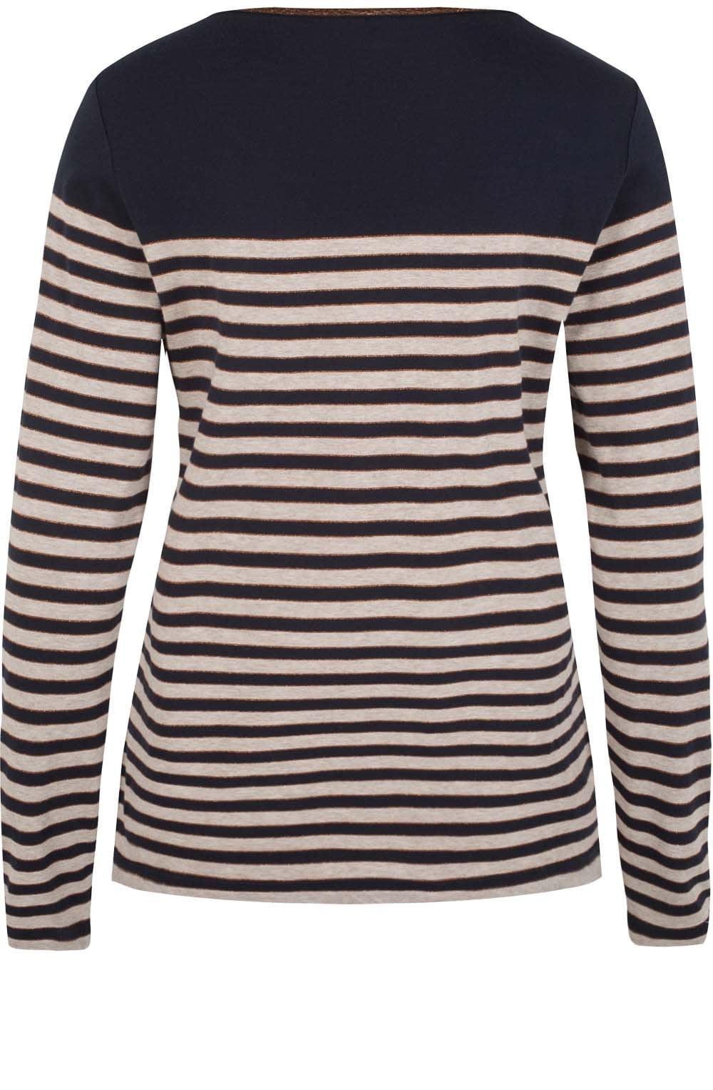Navy & Cream Striped Top