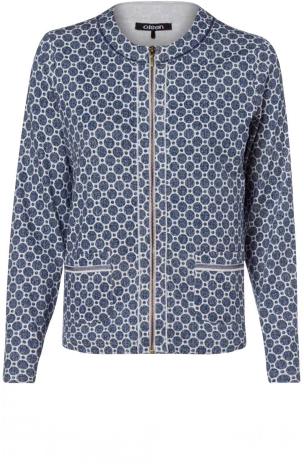Navy Denim Effect Zip Cardigan