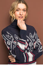 Navy Diamond Print Jumper