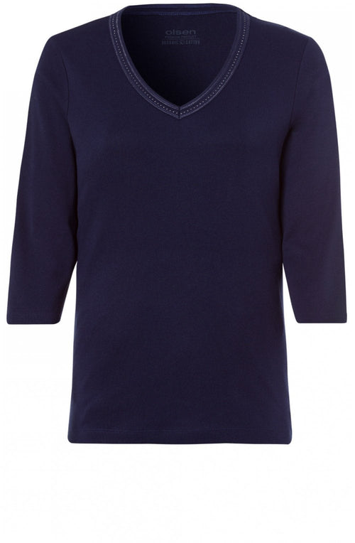 Navy Diamonte Cotton Top