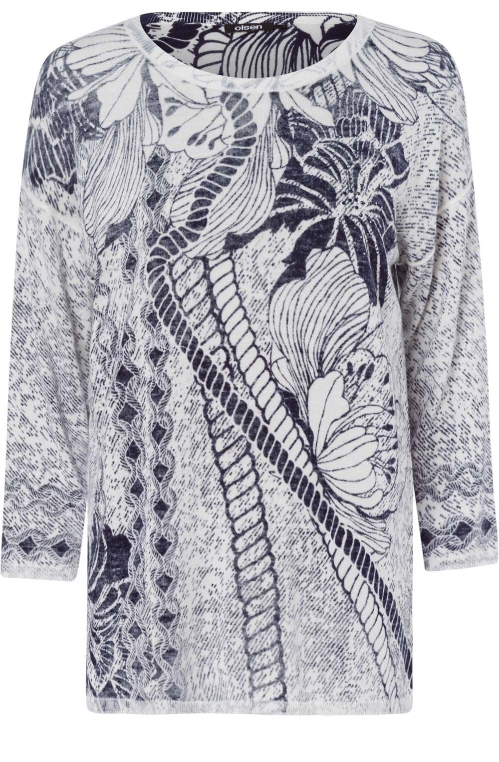 Navy Floral Print Jumper