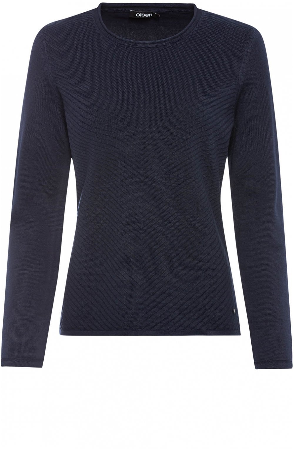 Navy Knit Herringbone Jumper