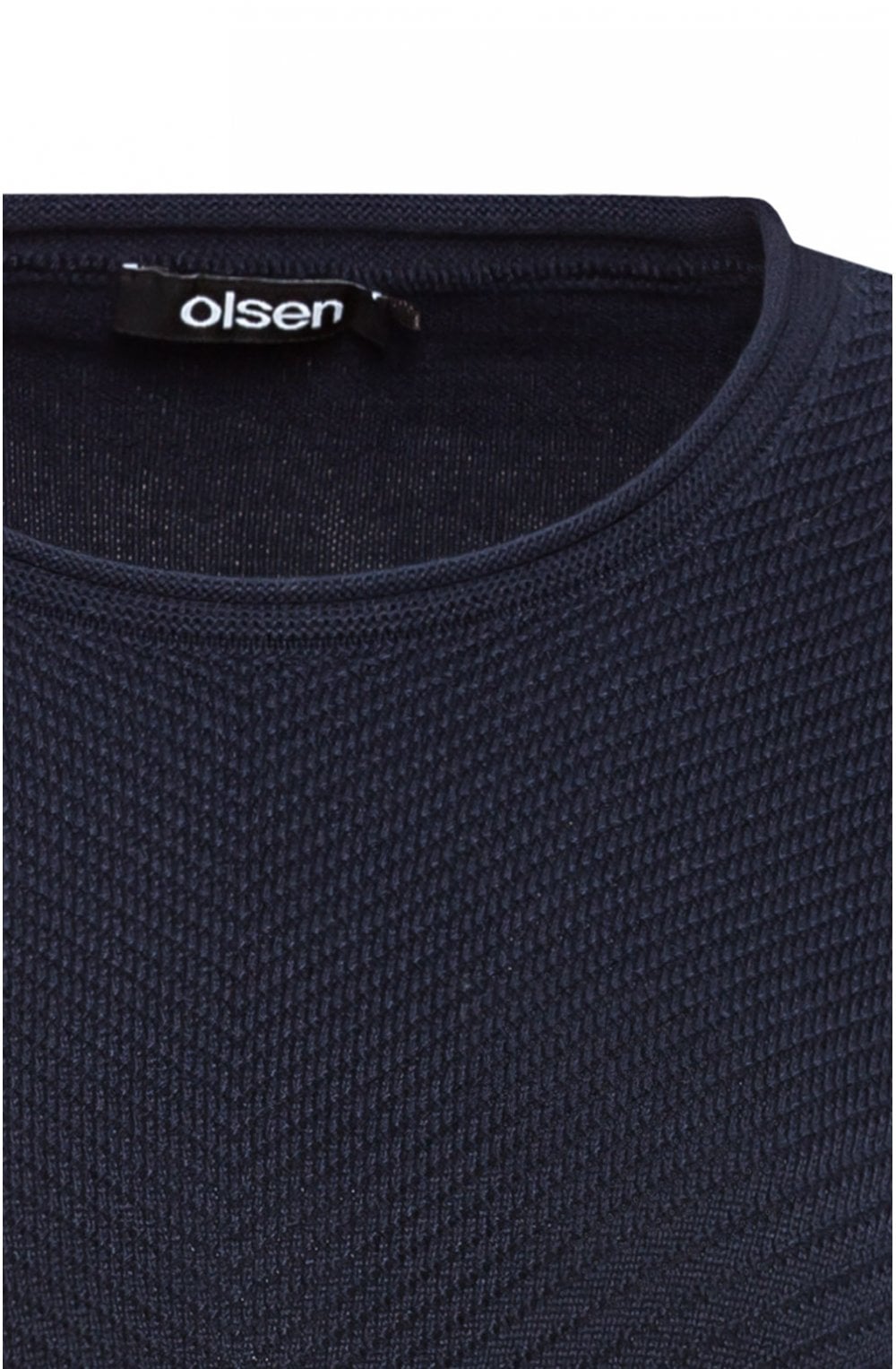 Navy Knit Herringbone Jumper