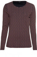Navy Patterned Jersey Top