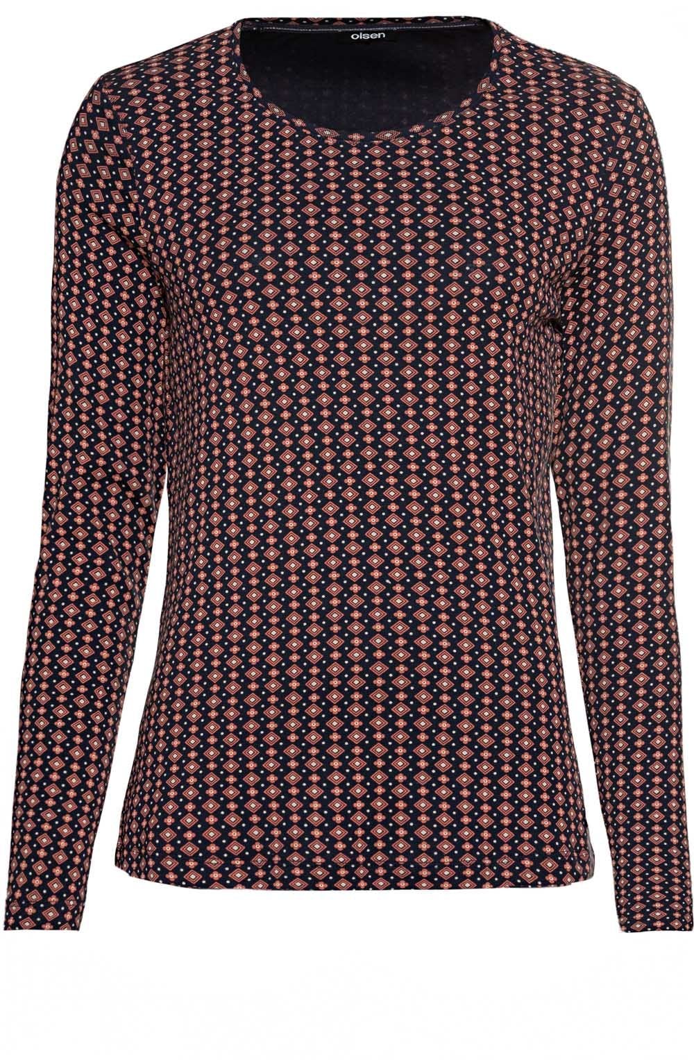 Navy Patterned Jersey Top