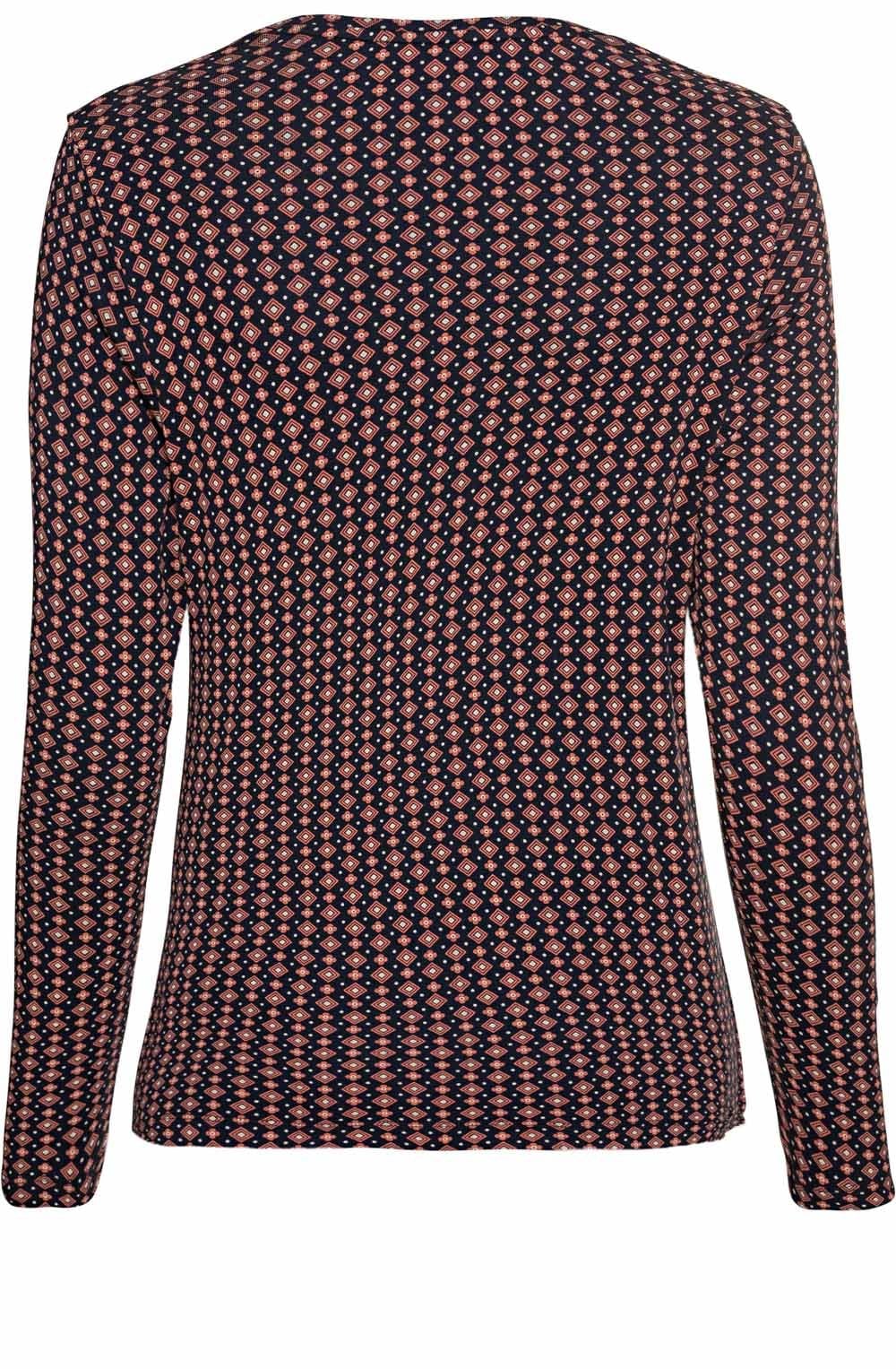Navy Patterned Jersey Top