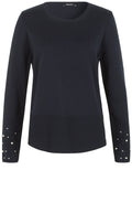 Navy Pearl Detailed Sweater