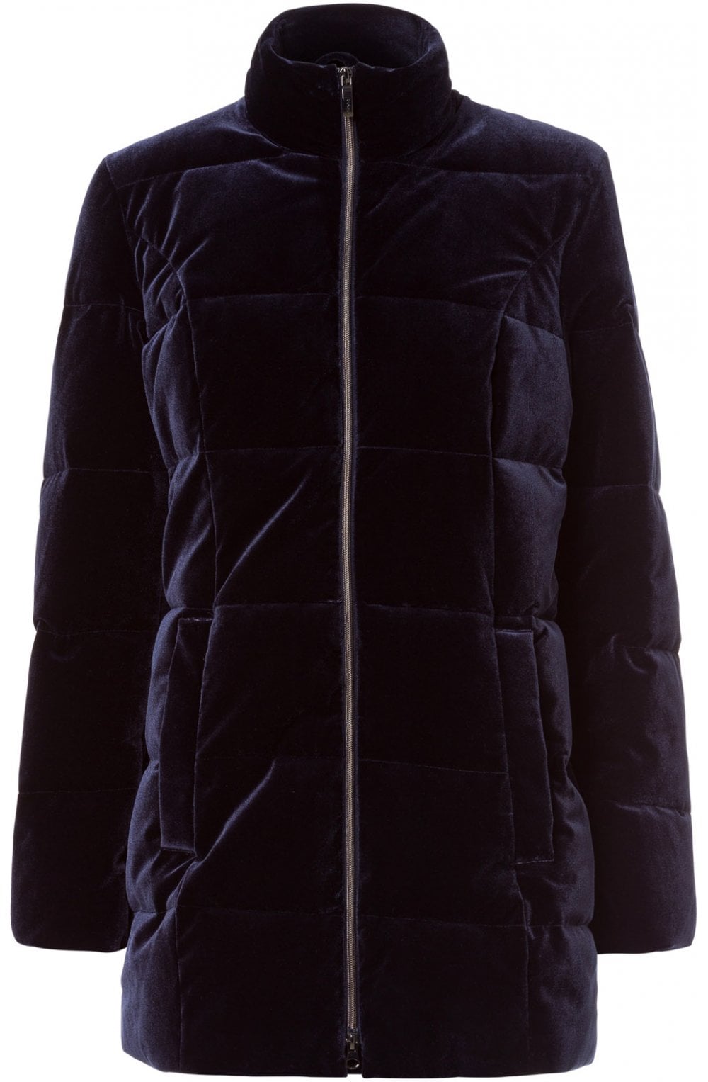 Navy Quilted Velvet Coat