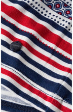 Navy & Red Paisley Print Top
