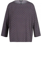 Navy & Red Patterned Blouse