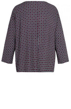 Navy & Red Patterned Blouse