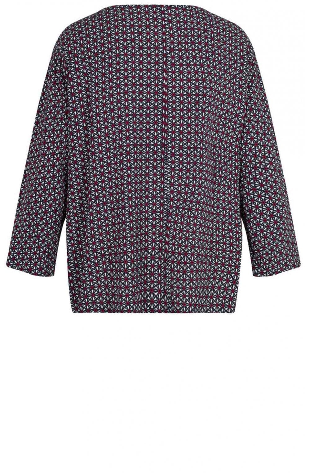 Navy & Red Patterned Blouse