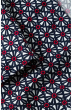 Navy & Red Patterned Blouse