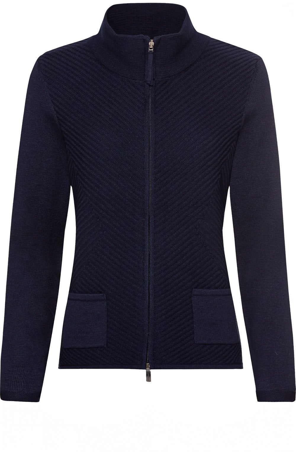Navy Ribbed Front Cardigan