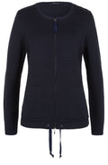Navy Ribbed Knit Cardigan
