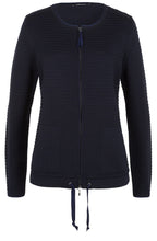 Navy Ribbed Knit Cardigan