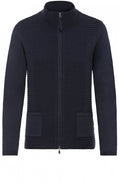 Navy Ribbed Knit Cardigan
