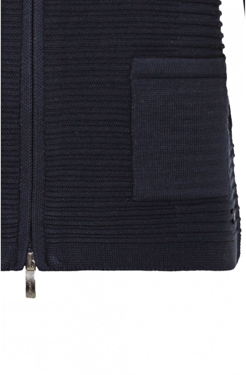 Navy Ribbed Knit Cardigan