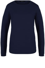 Navy Ribbed Knit Sweater