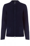 Navy Ribbed Zip Front Cardigan