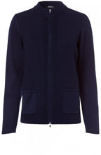 Navy Ribbed Zip Front Cardigan