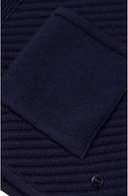 Navy Ribbed Zip Front Cardigan
