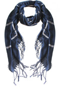 Navy Silver Check Scarf