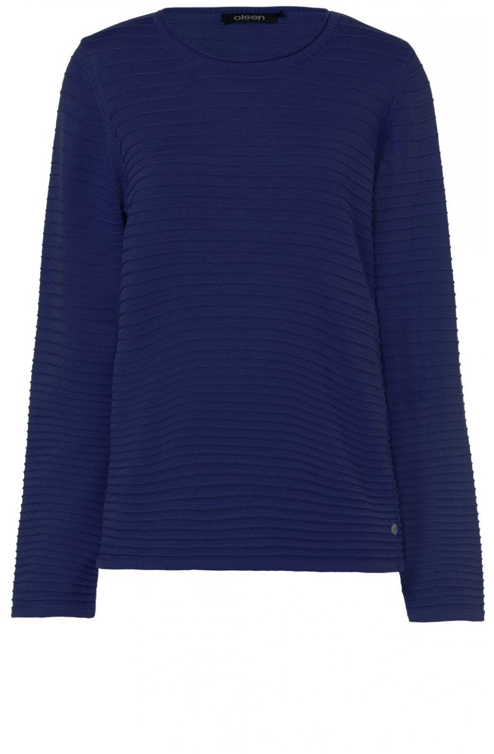 Navy Textured Ribbed Jumper