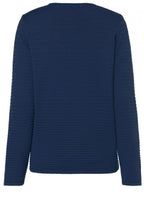 Navy Textured Ribbed Jumper