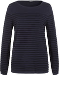 Navy Textured Stripe Knit Sweater