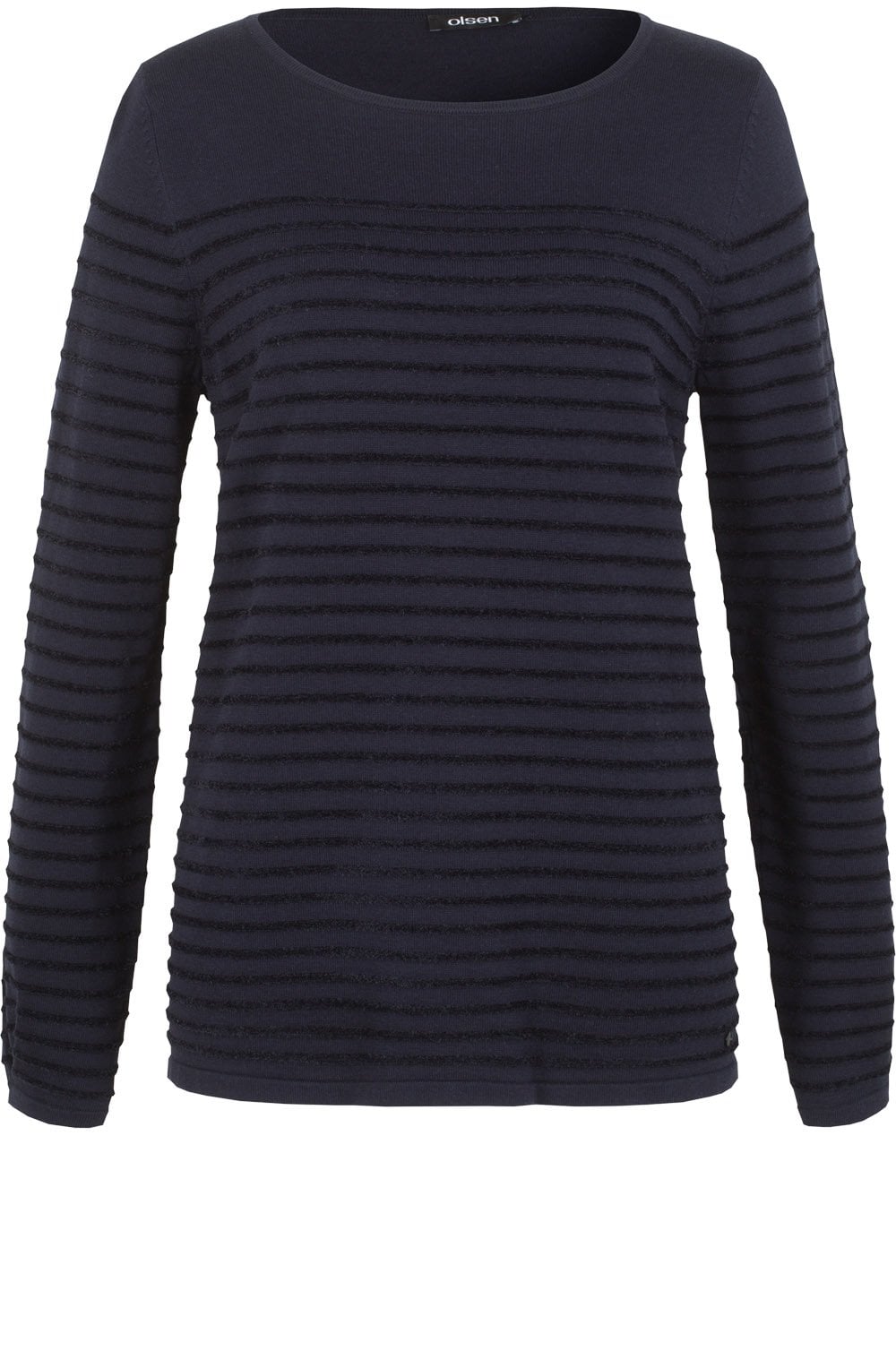 Navy Textured Stripe Knit Sweater