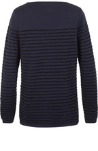 Navy Textured Stripe Knit Sweater