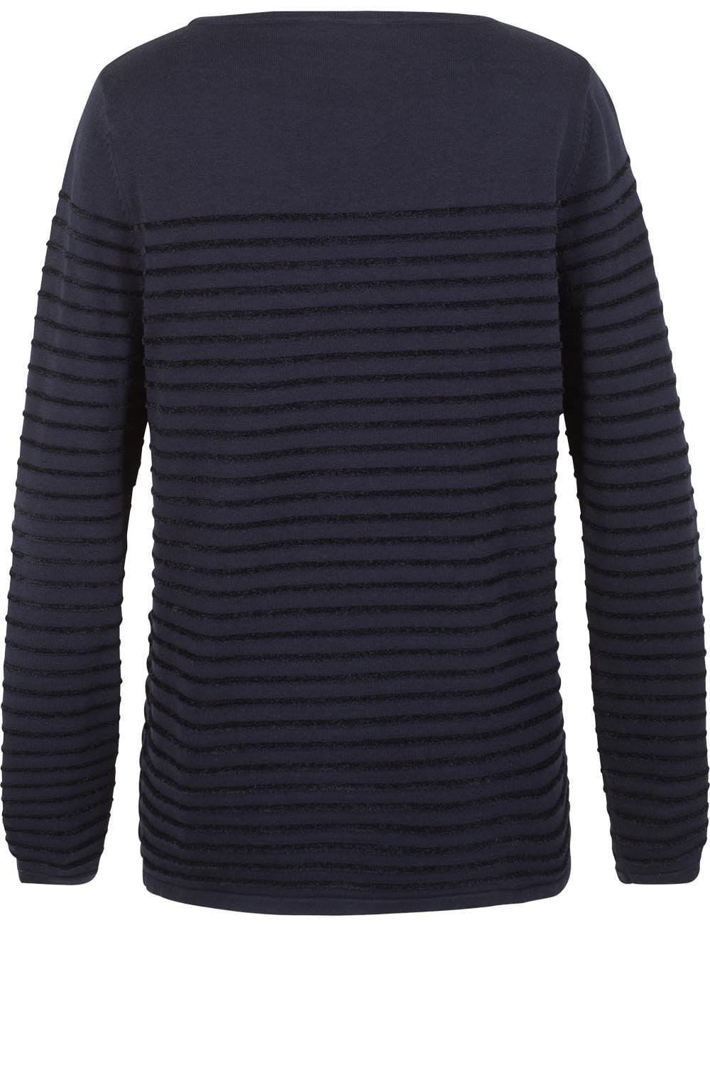 Navy Textured Stripe Knit Sweater