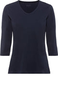Navy V Neck Sleeved Top