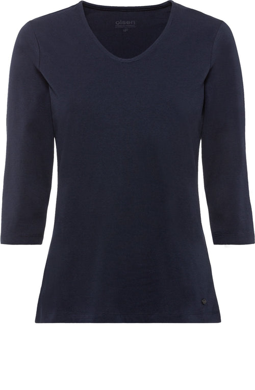 Navy V Neck Sleeved Top