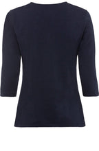 Navy V Neck Sleeved Top