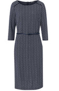 Navy & White Print Dress