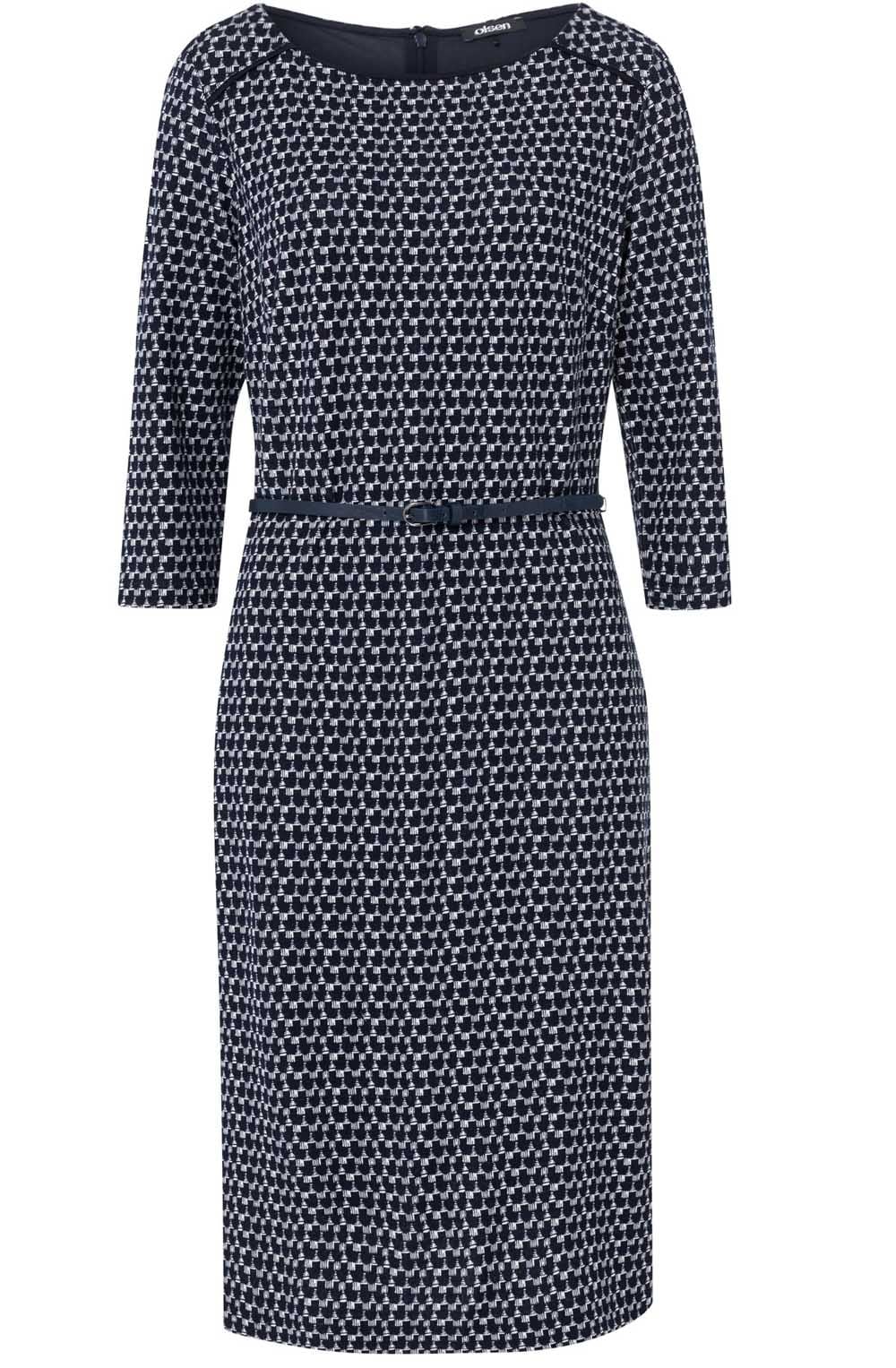 Navy & White Print Dress