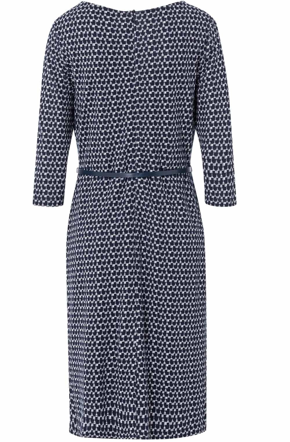 Navy & White Print Dress
