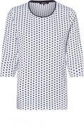 Navy & White Spot Print Top