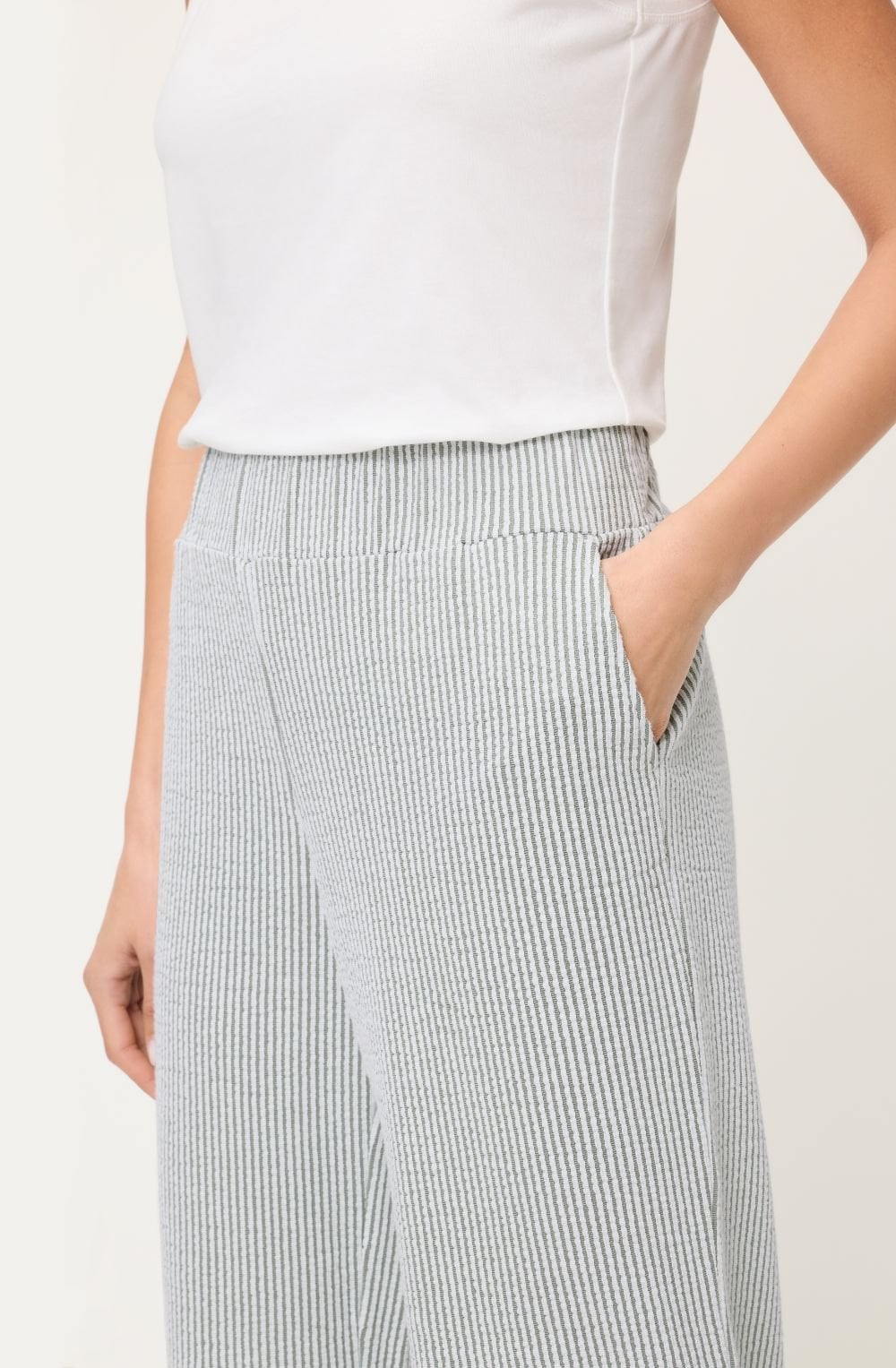 Neo Safari Khaki Pin Striped Anna Trousers