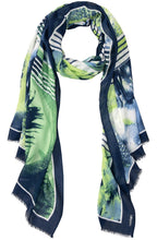 Night Blue and Green Bold Print Scarf