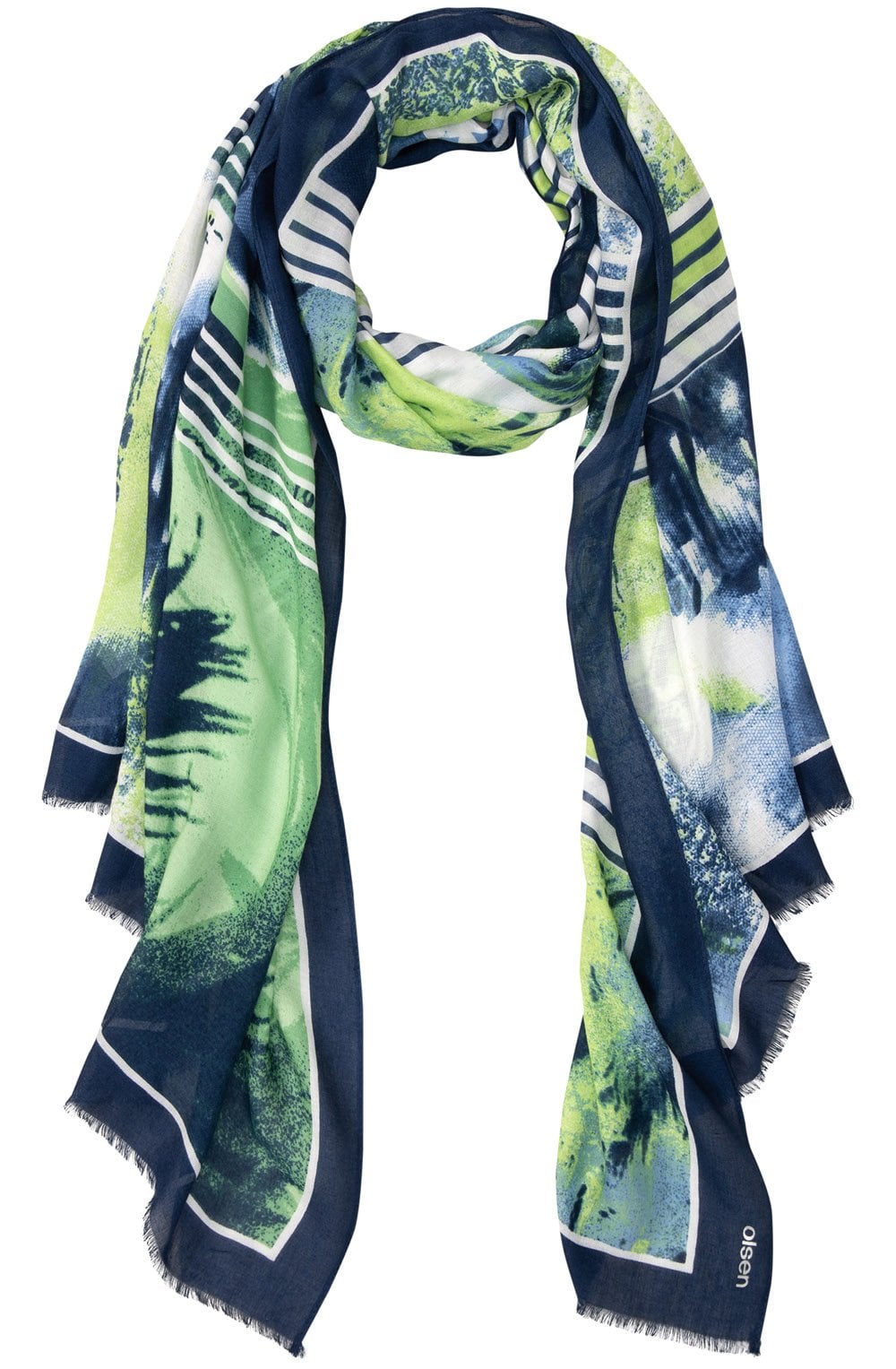 Night Blue and Green Bold Print Scarf