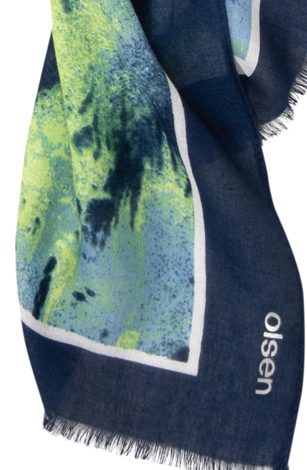 Night Blue and Green Bold Print Scarf