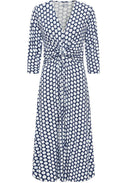 Night Blue Knotted Waist Jersey Dress